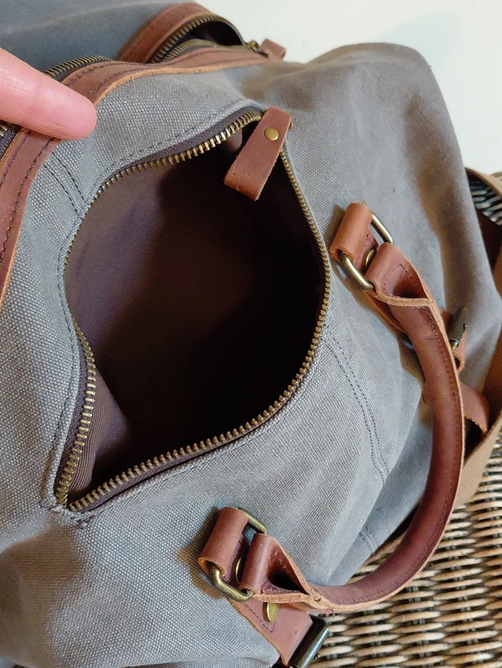 S-Zone Canvas & Leather Weekender Bag/Luggage